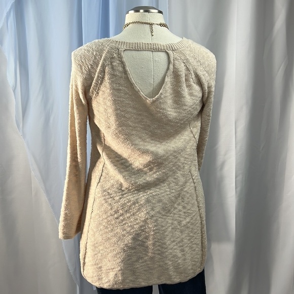 Design History beige cotton tunic sweater with keyhole open back medium - Picture 2 of 7